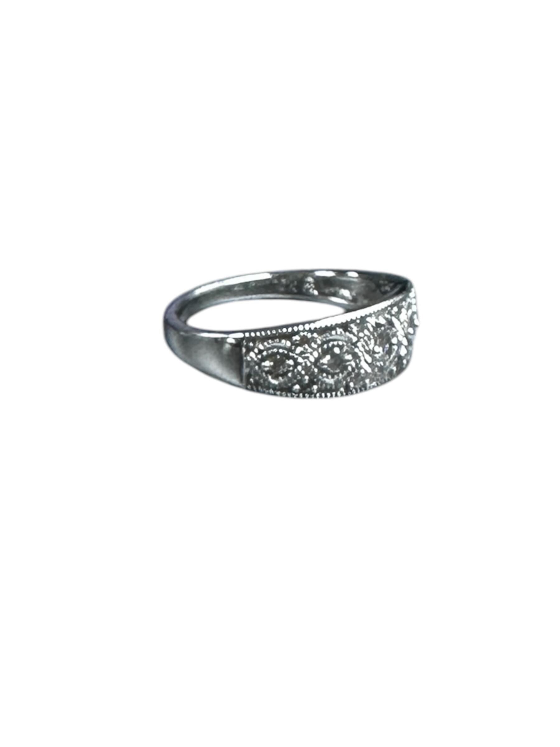Elegant Vintage White Gold Diamond Stacking Ring or Wedding Ring
