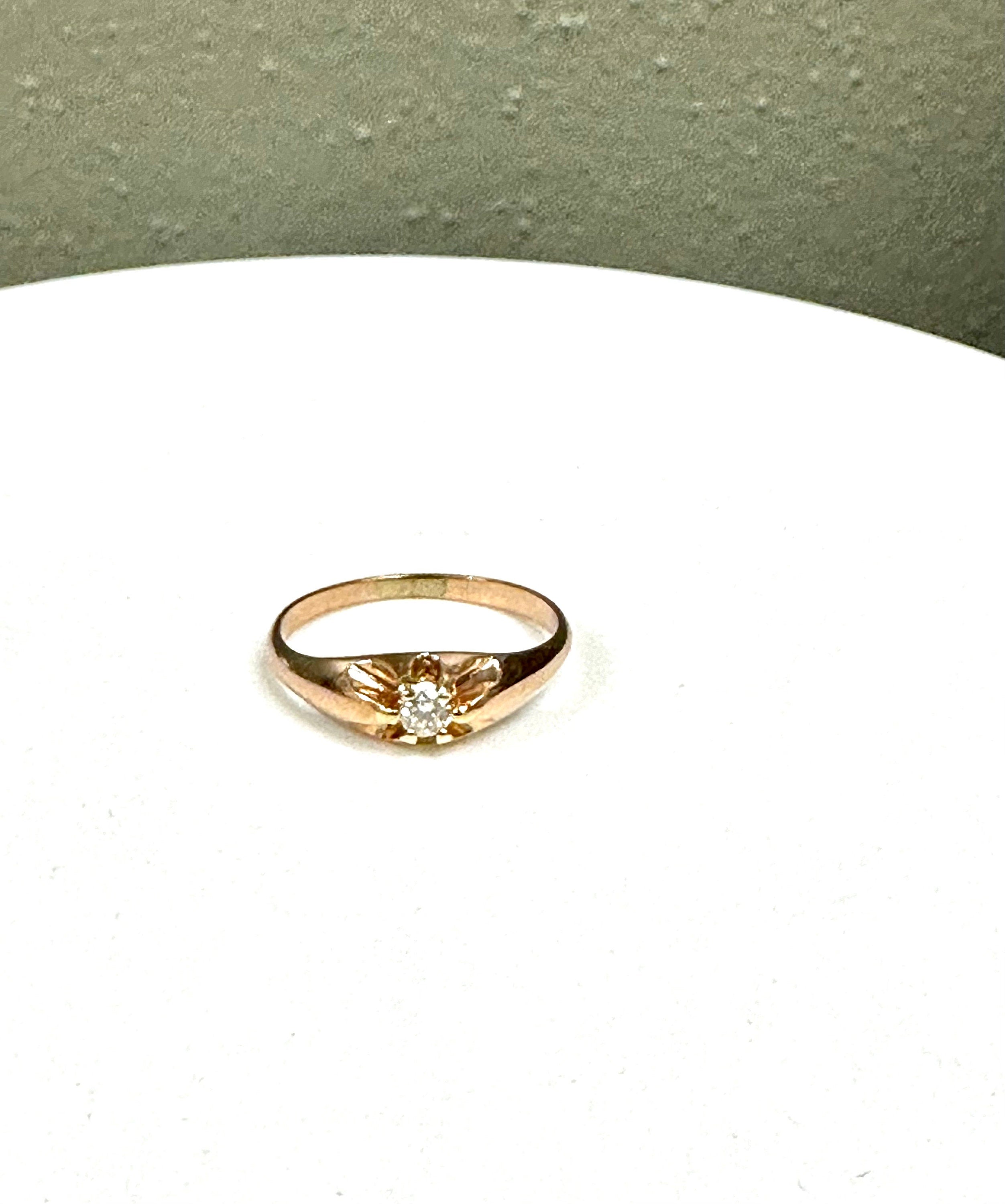 Vintage 1925 Belcher Diamond Ring: 10K Yellow Gold Promise Ring