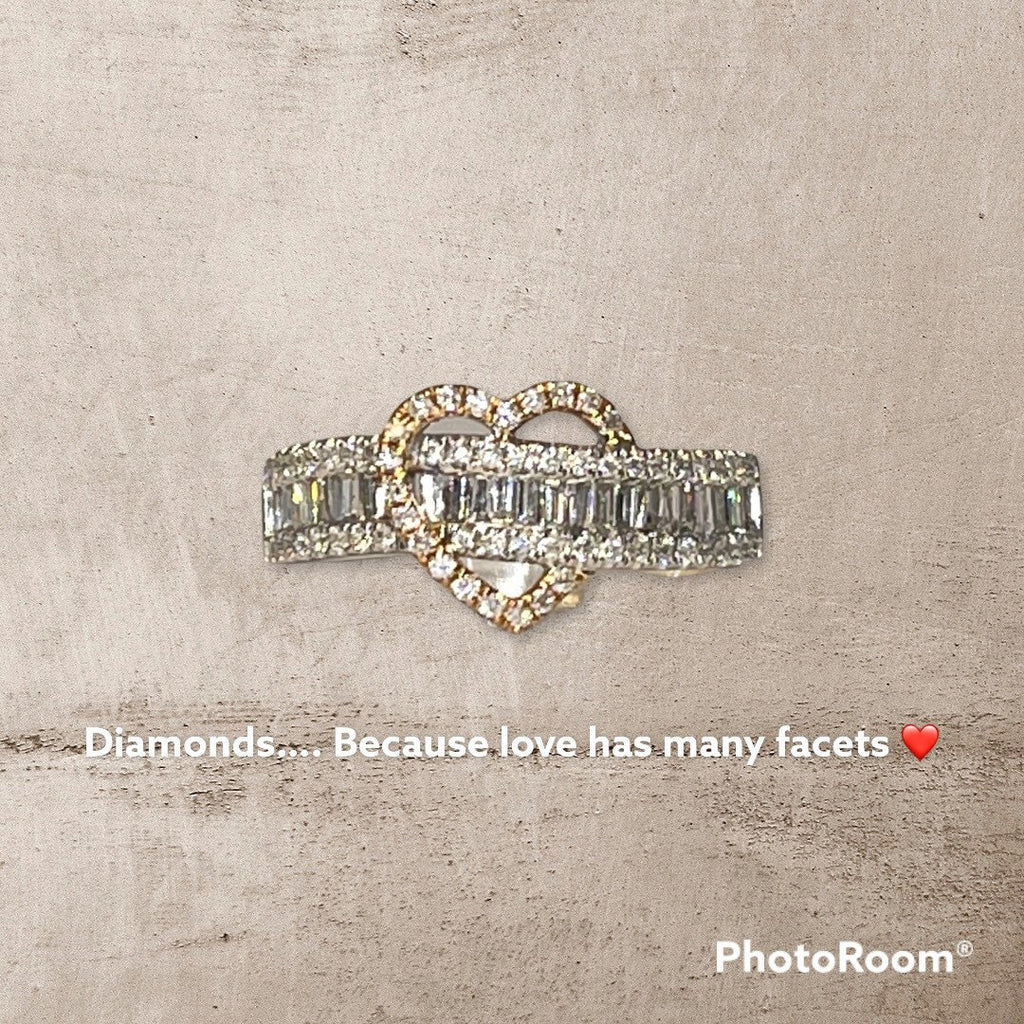 Diamond Heart Ring, 14k White Gold Band, Promise Ring