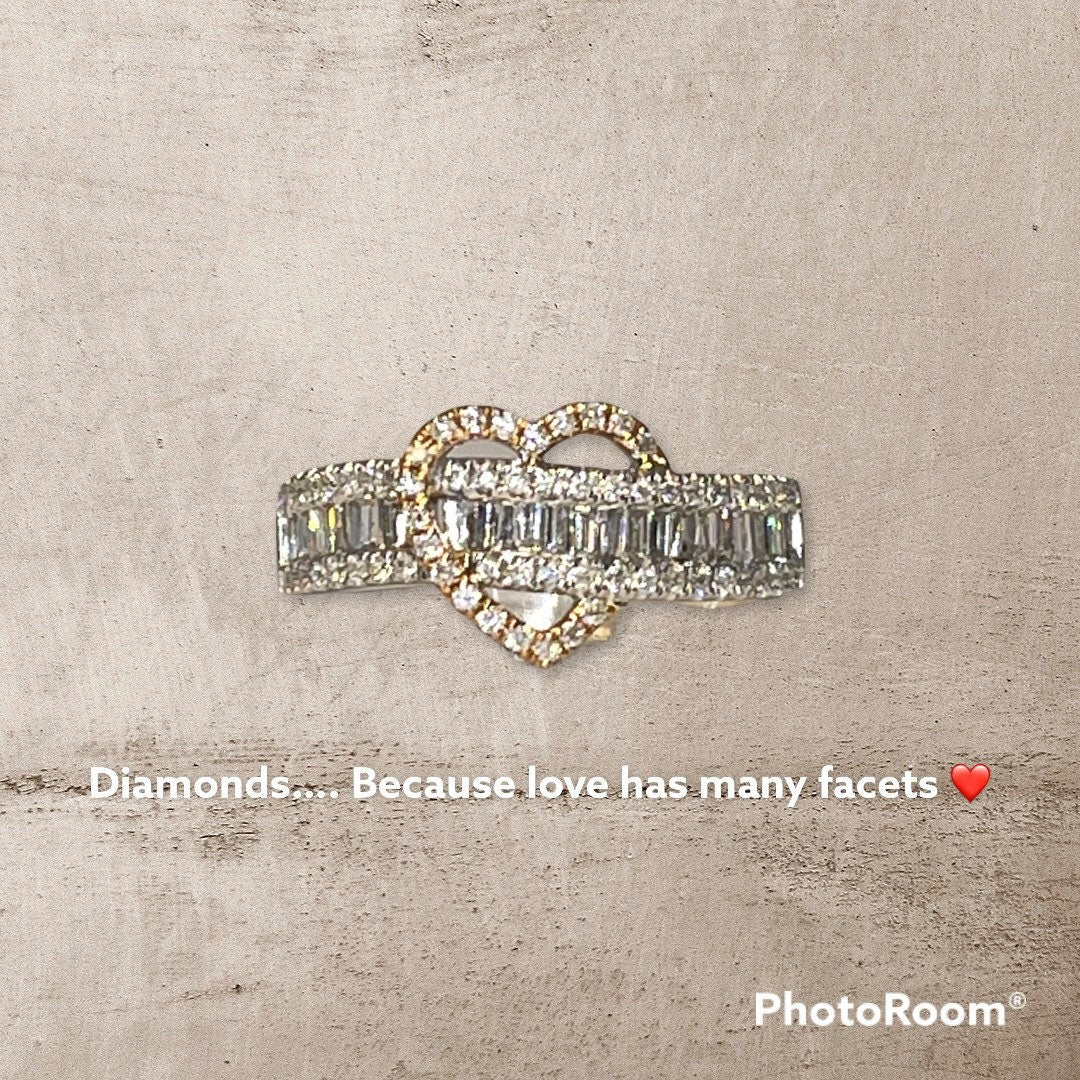 Diamond Heart Ring, 14k White Gold Band, Promise Ring