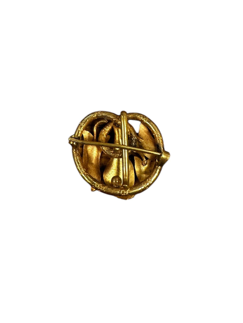 Vintage Art Nouveau Gold Filled Watch Pin with Freshwater Pearl & Rhinestone
