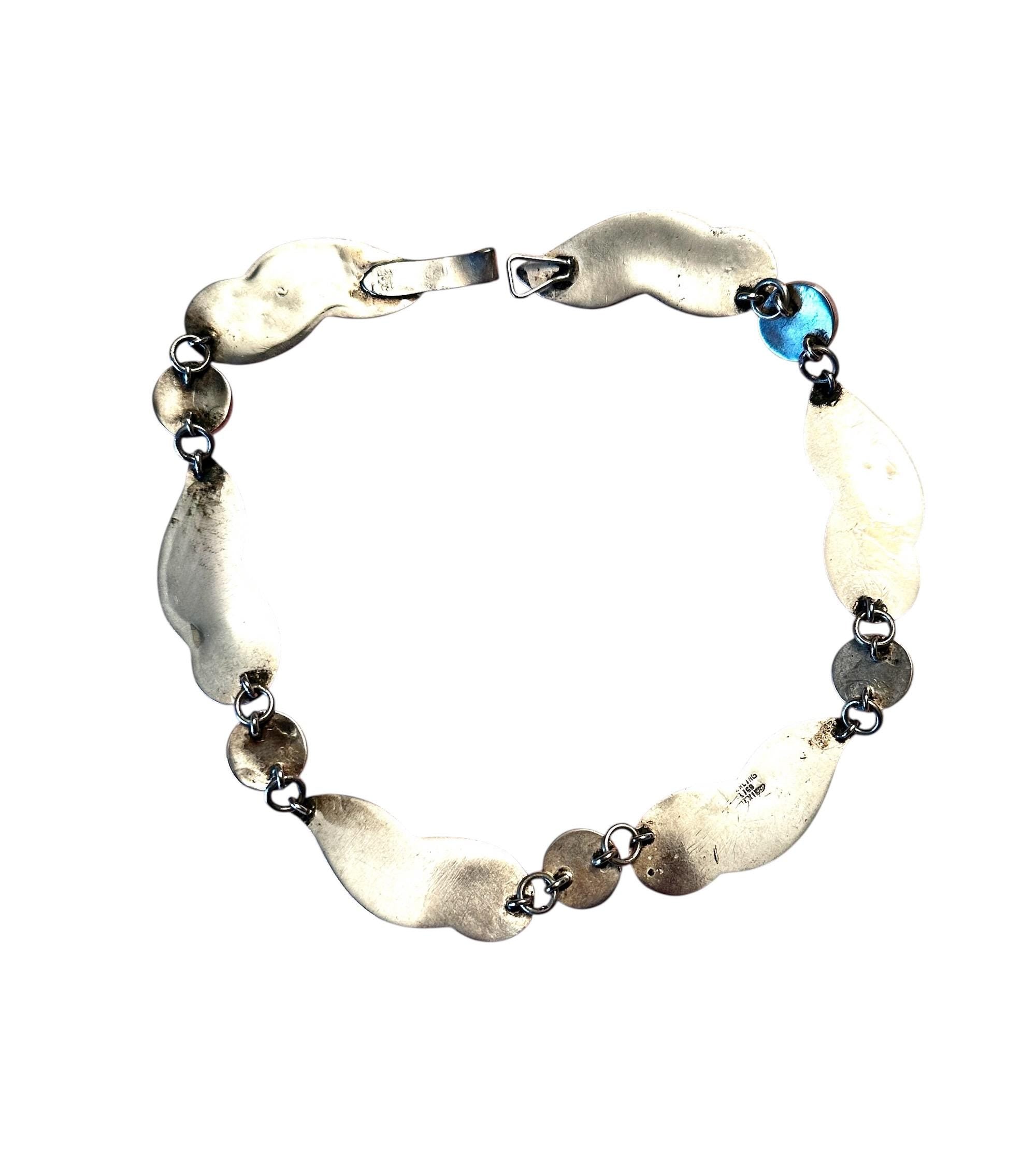 Sculptural Sterling Silver and Cabochon Amethyst Choker Necklace