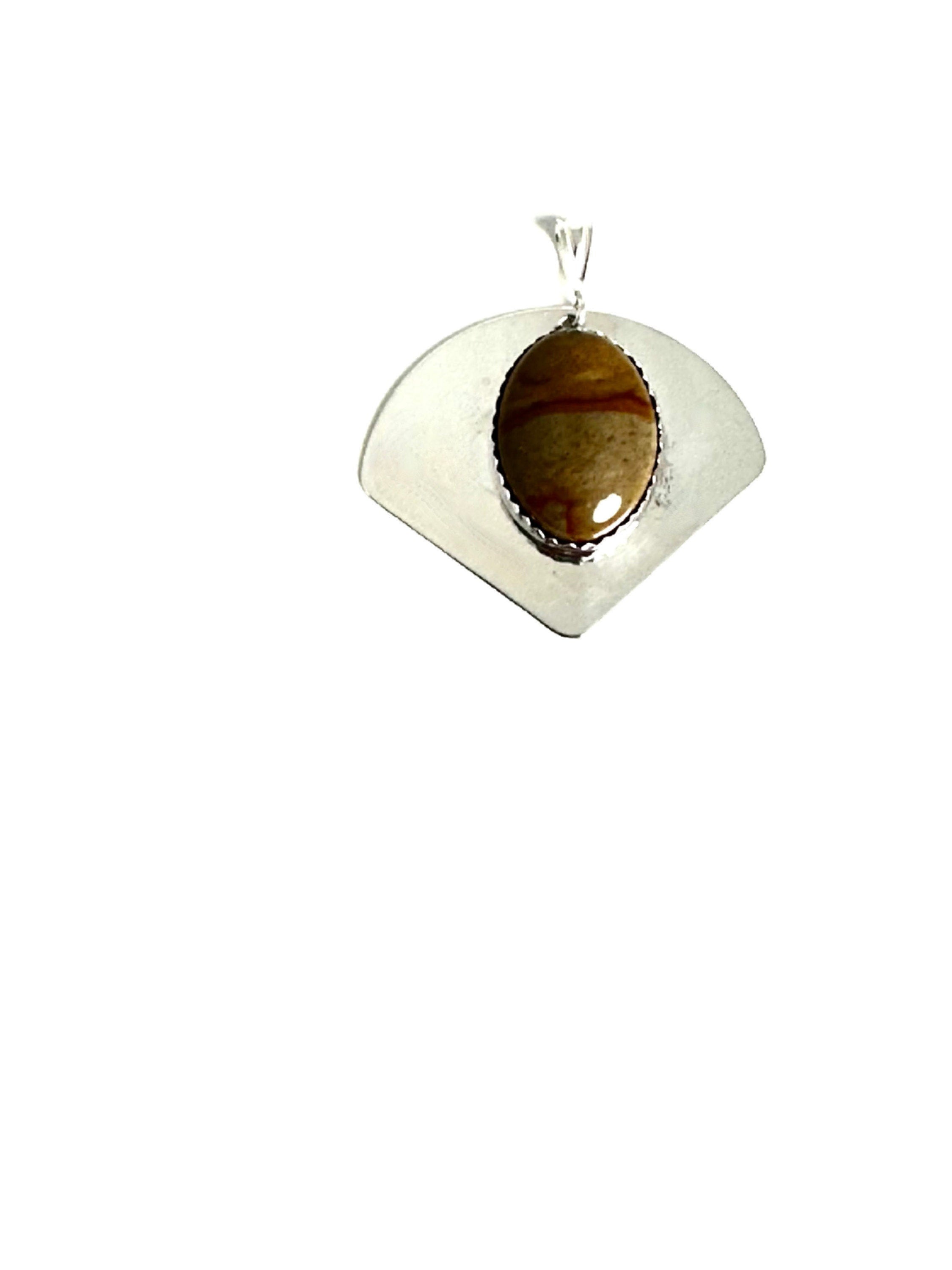 Hand Crafted Sterling Silver Agate Pendant - Student Artist JR