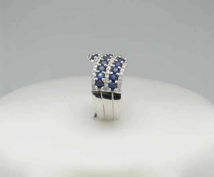 Vintage 18K White Gold Sapphire and Diamond Cocktail Ring