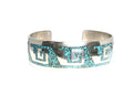 Authentic Native American Silver Chip Turquoise Cuff Bracelet - Statement Piece for Boho Fashion