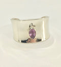 Sterling Silver Cuff Bracelet: Pear Amethyst, Stamped Mexico