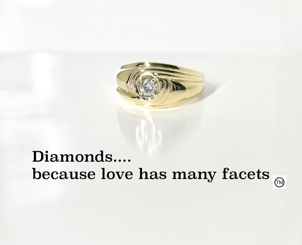 Vintage 10k Yellow Gold Diamond Men's Ring: Sleek Wedding Band