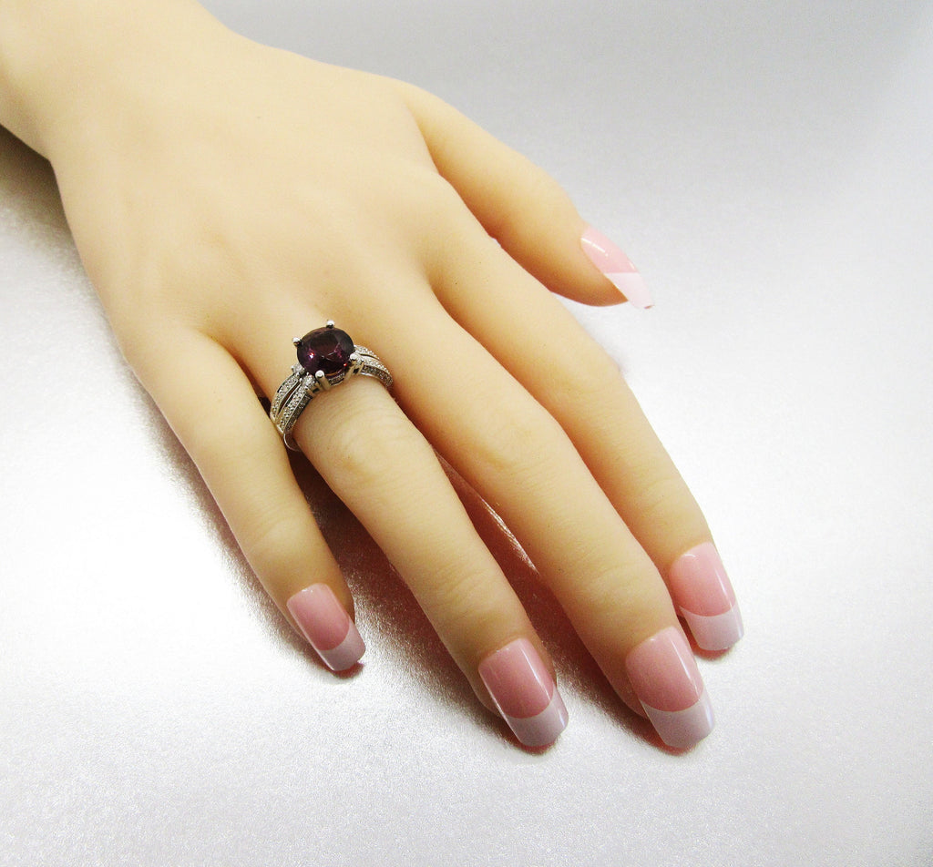 Vintage 14K White Gold Pink Tourmaline and Diamond Ring