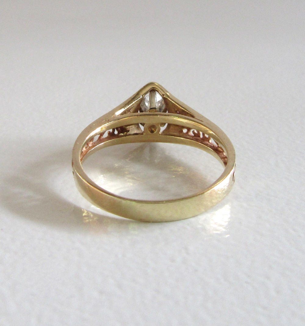 SOLD  Vintage 14k Yellow Gold Marquise Diamond Engagement Ring (0.36 Carat)