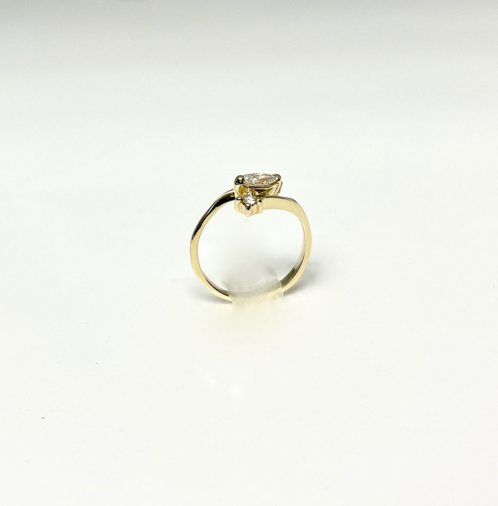 Vintage 14k Yellow Gold Marquise Diamond Bypass Engagement Ring