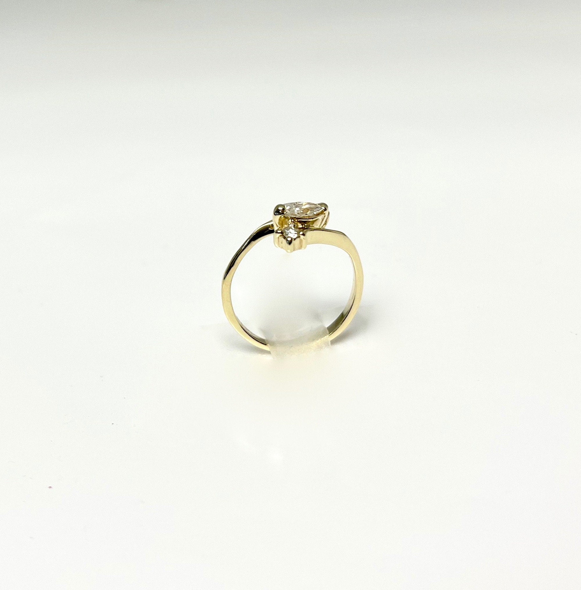 Vintage 14k Yellow Gold Marquise Diamond Bypass Engagement Ring