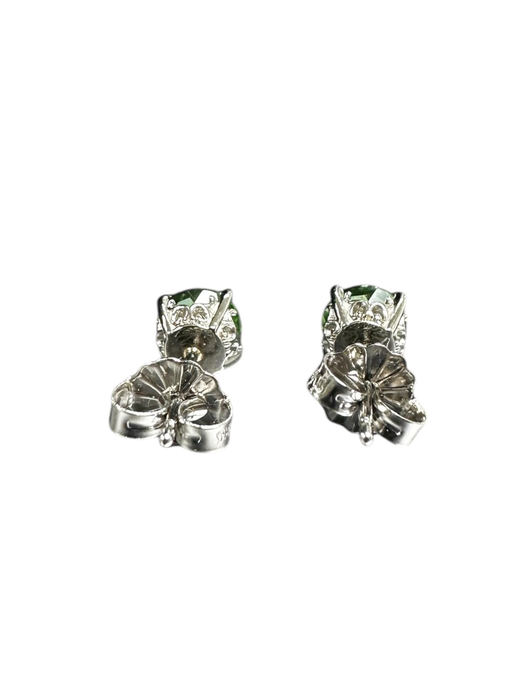 Elegant 14K White Gold Chrome Tourmaline Stud Earrings - 0.50ct Gems - Custom Selection
