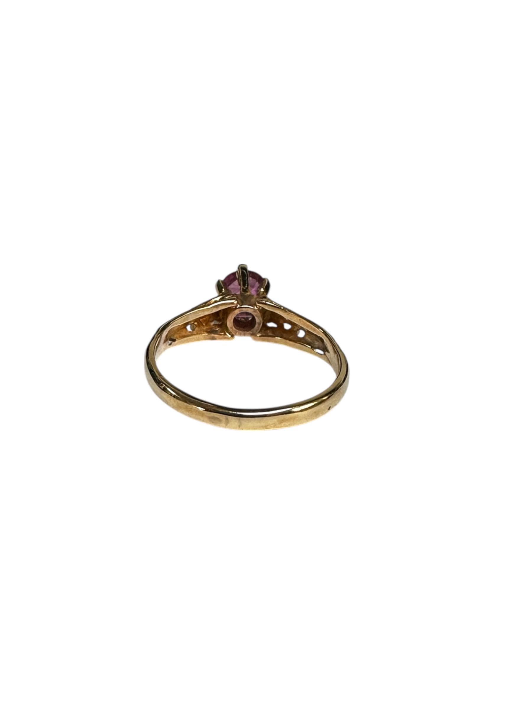 Vintage Ruby Ring, 14k Yellow Gold Filigree, July Birthstone
