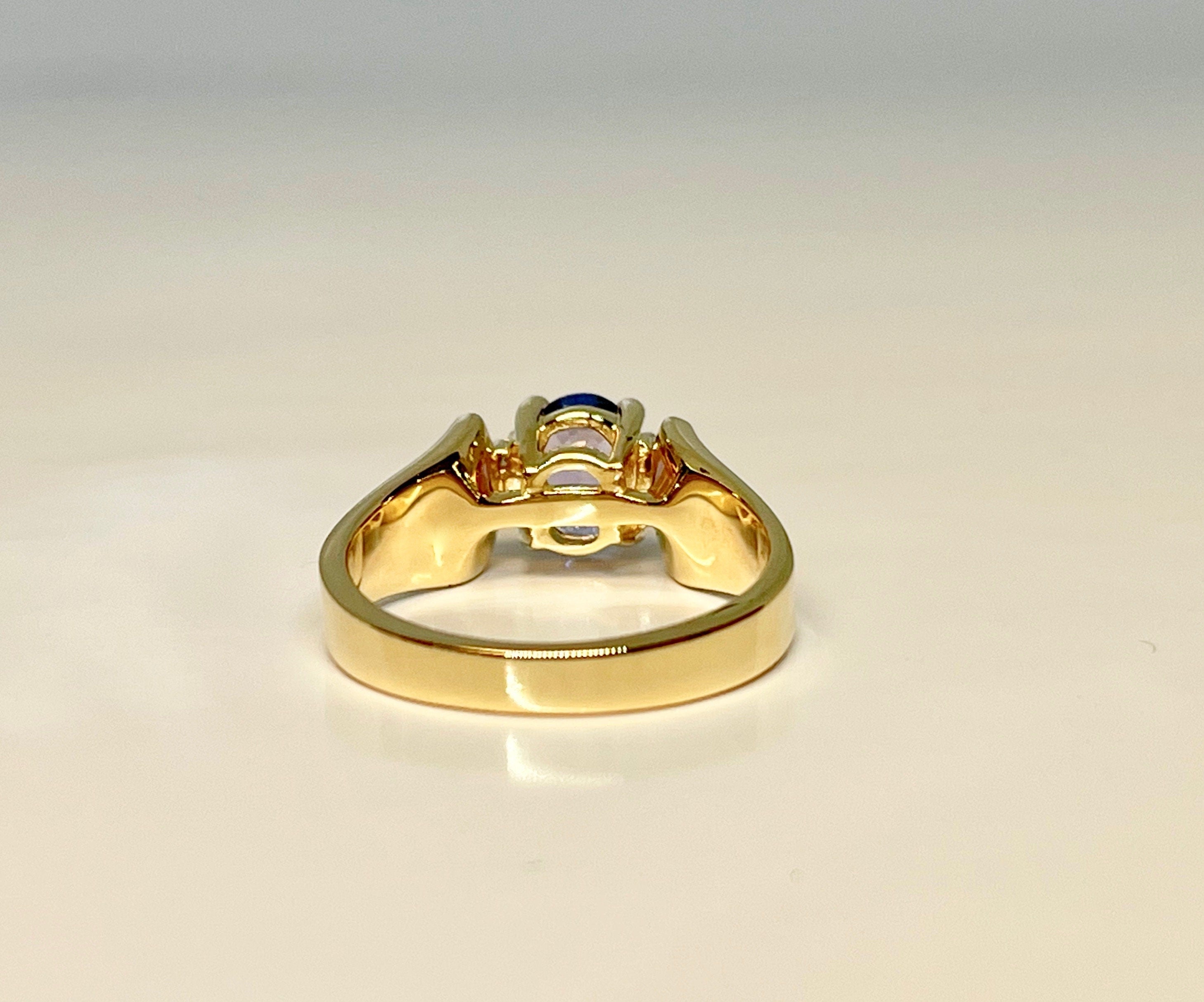 Vintage 14K Gold Tanzanite and Diamond Cocktail Ring, Size 7