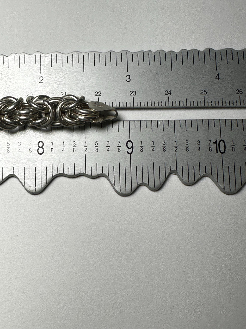 Vintage Sterling Silver Byzantine Bracelet with Charms: Soda, Shoe, Heart, Camel