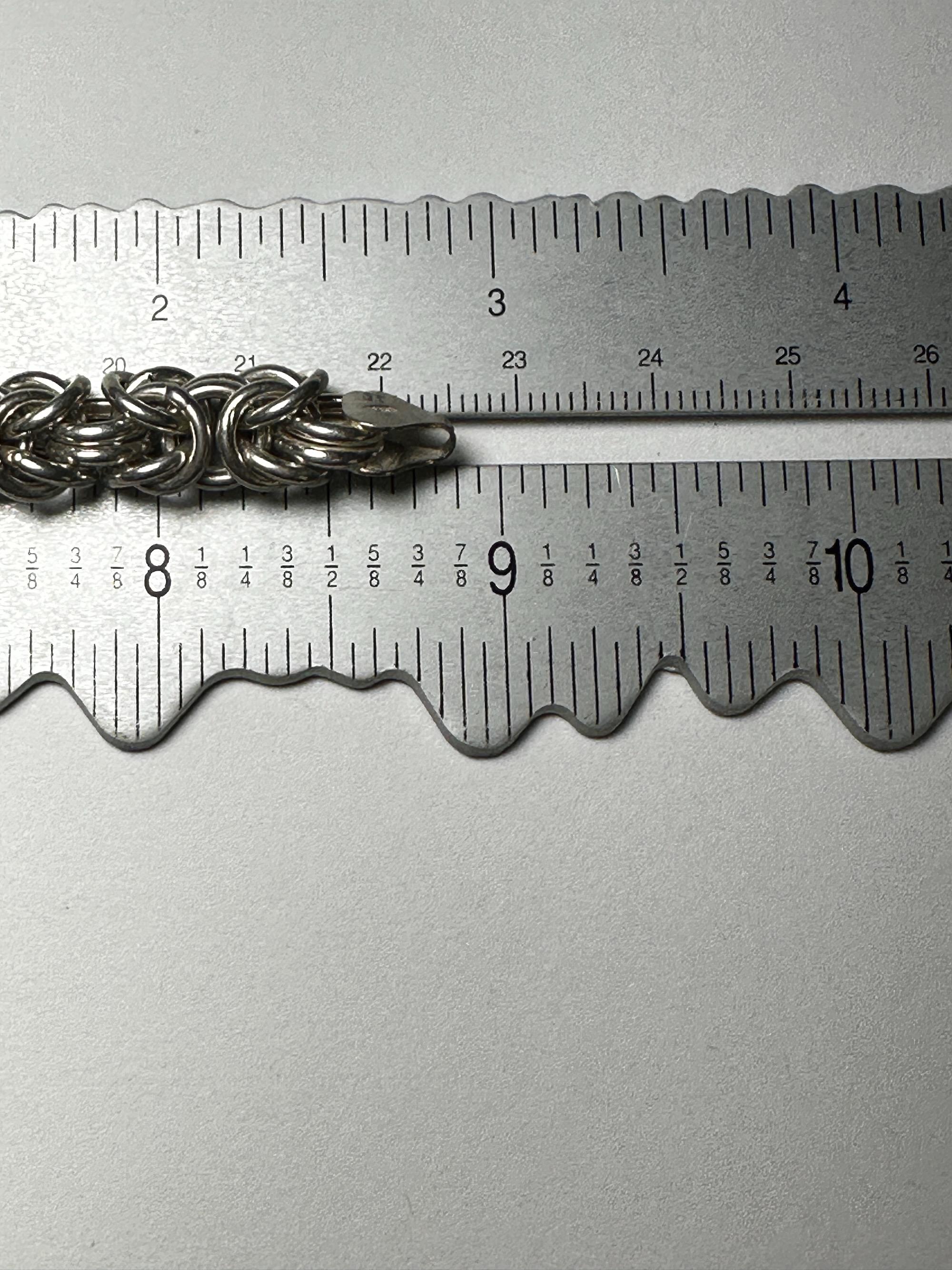 Vintage Sterling Silver Byzantine Bracelet with Charms: Soda, Shoe, Heart, Camel