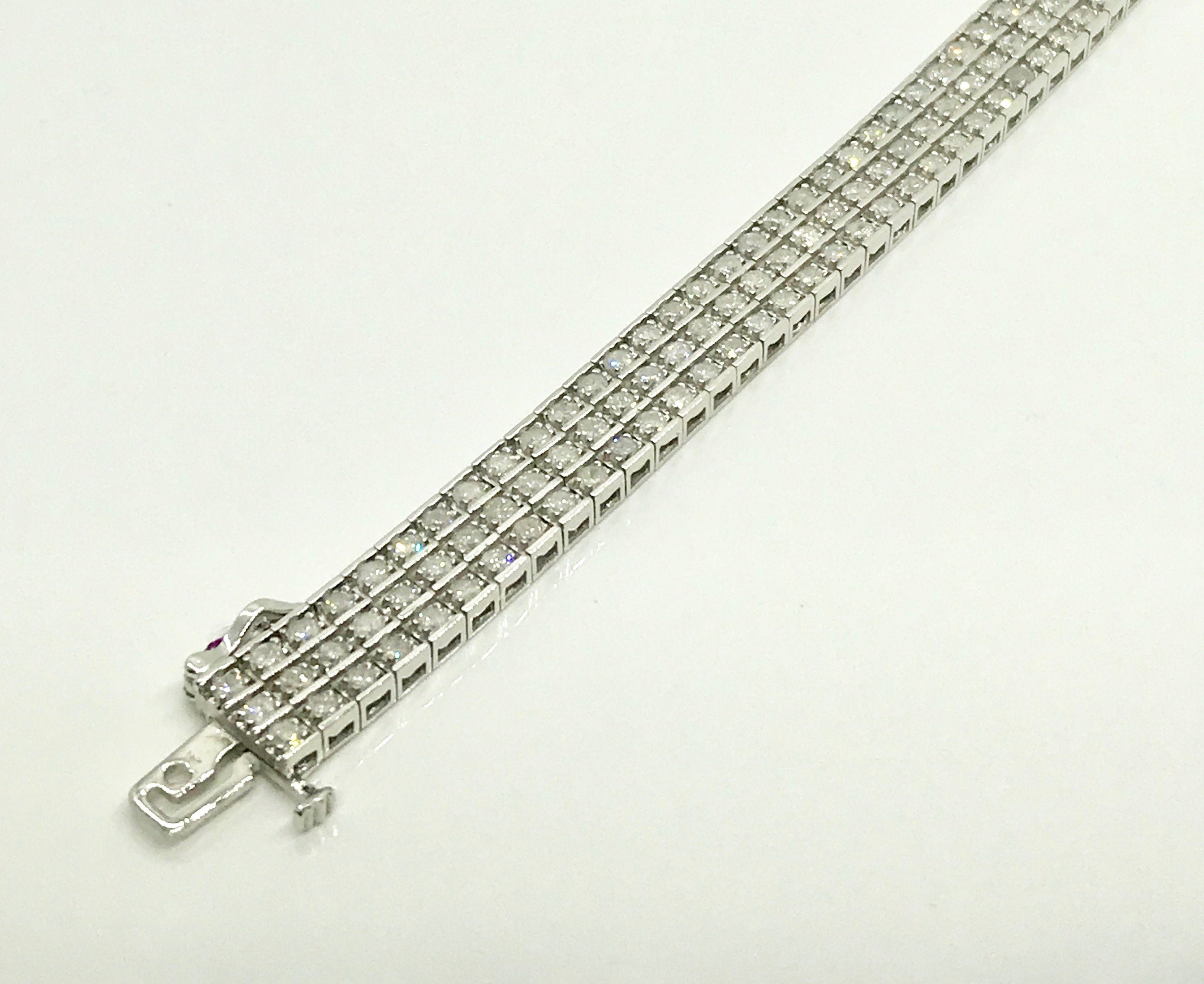 Vintage 8 Carat Diamond Tennis Bracelet: 14k White Gold