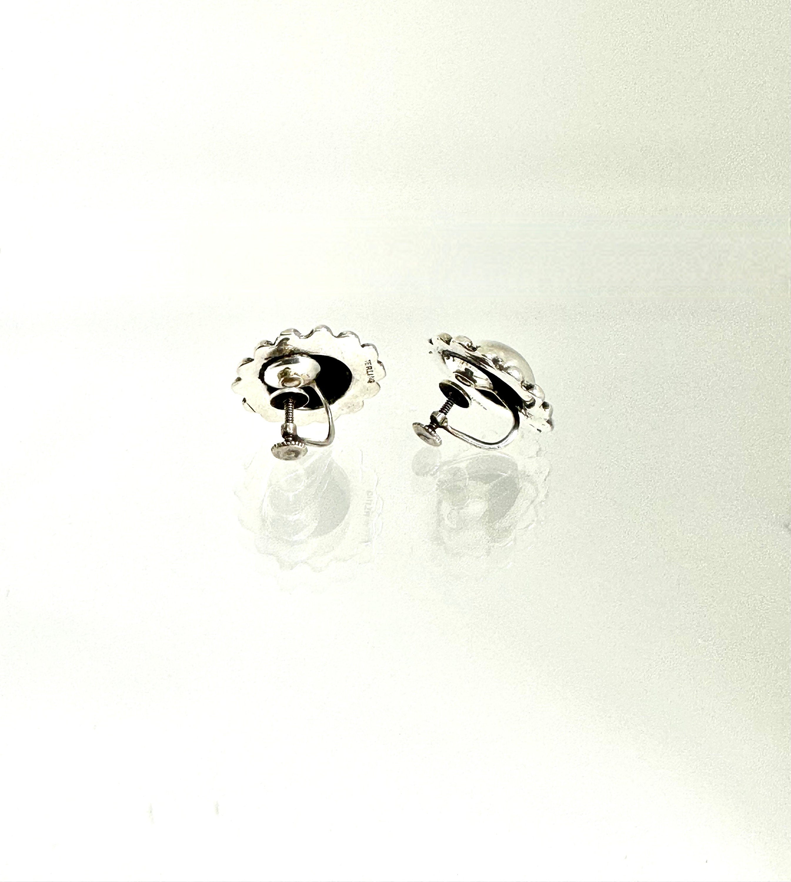 Vintage Sterling Silver Dome Earrings: Screw Back Design