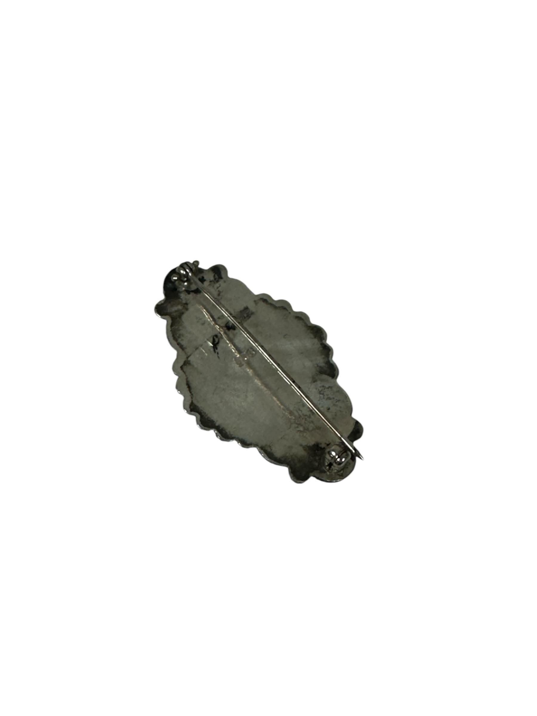 Unique Turquoise Statement Pin in Oxidized Silver