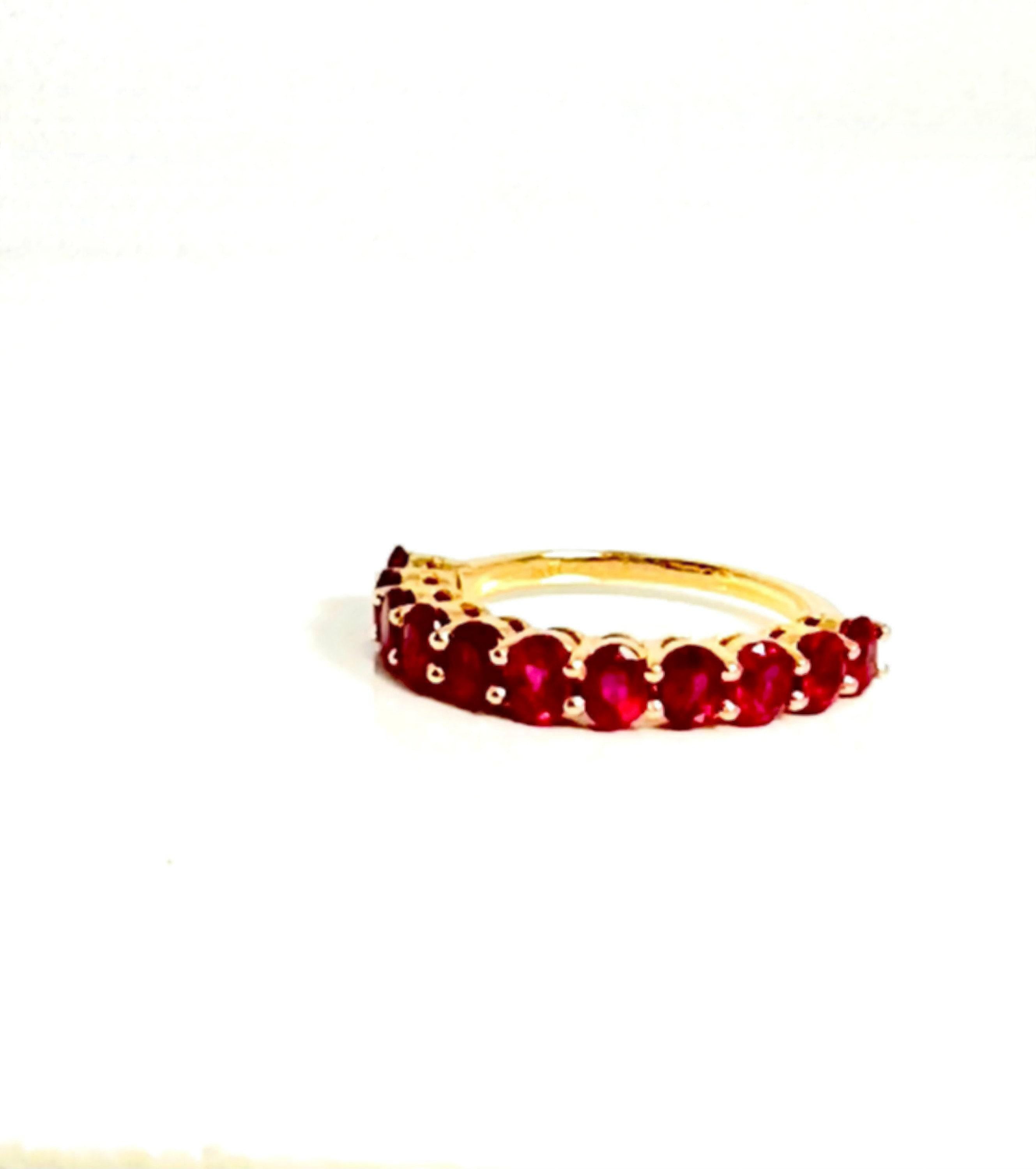 Red and Gold Magic: Vintage 14k Yellow Gold Ruby Band Ring - A Symbol of Love