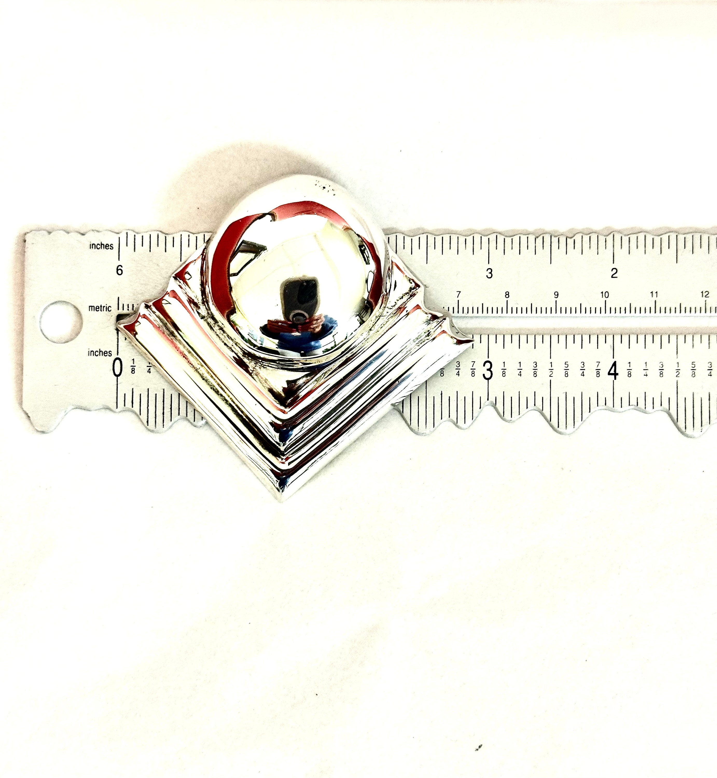Sterling Silver Geometric Pin or Pendant, Vintage Art Deco Style Brooch