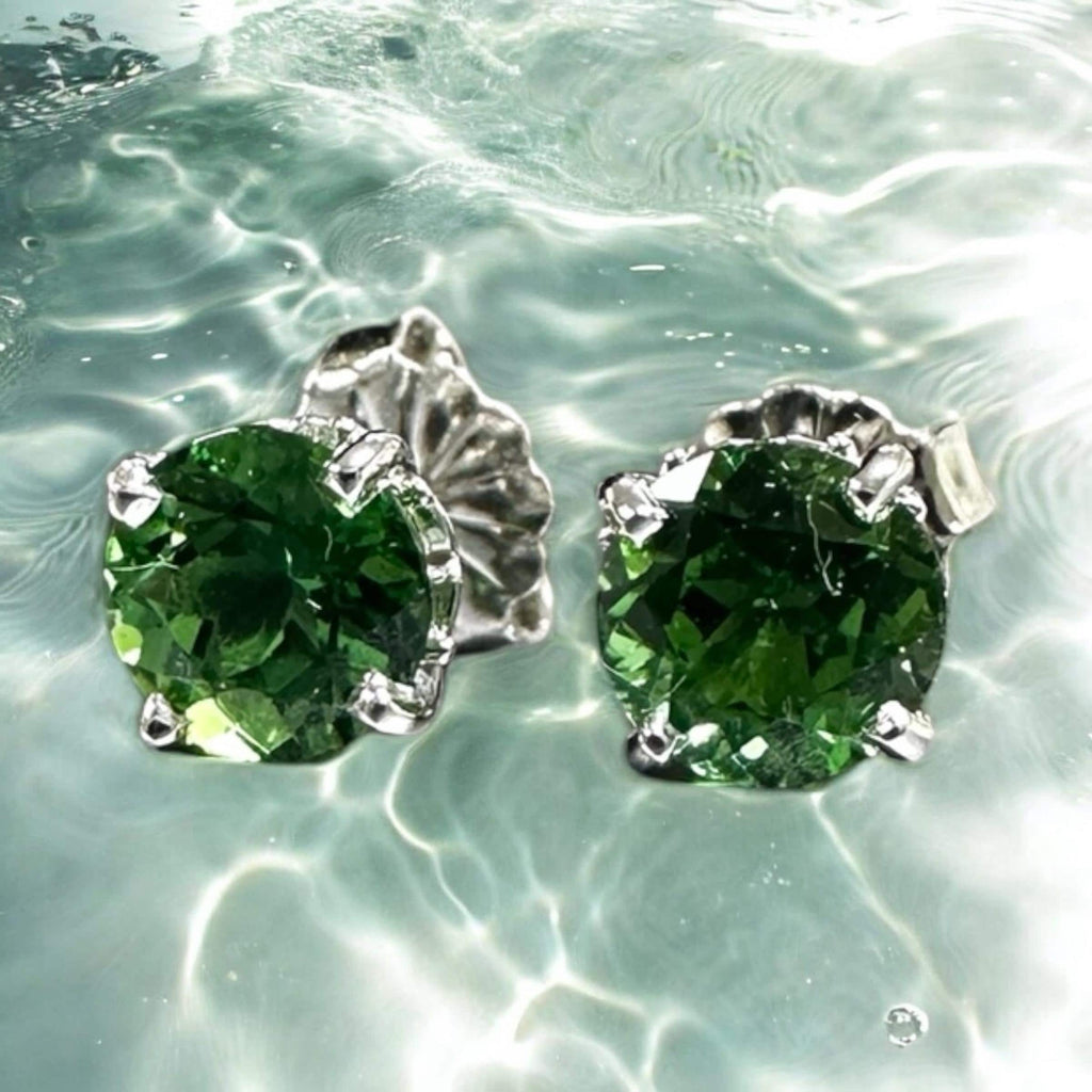 Elegant 14K White Gold Chrome Tourmaline Stud Earrings - 0.50ct Gems - Custom Selection