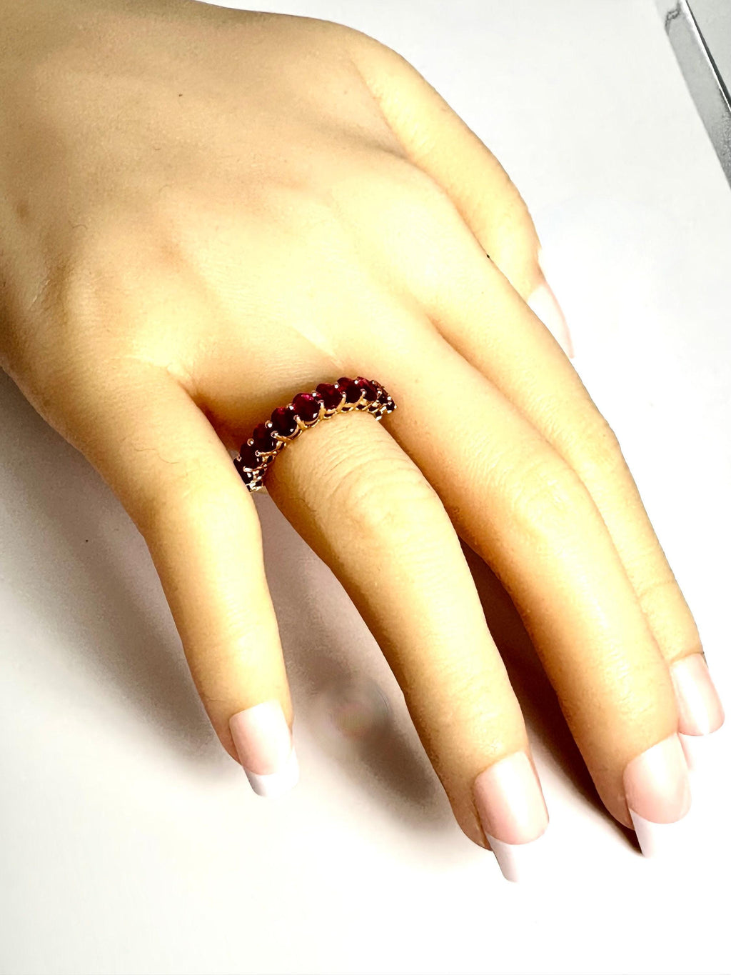 Red and Gold Magic: Vintage 14k Yellow Gold Ruby Band Ring - A Symbol of Love