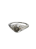 Edwardian Filigree Diamond Ring in 14K White Gold - Elegant Vintage Style