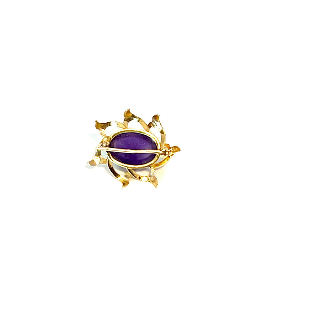 Antique 14K Gold Amethyst Pin: February Birthstone Brooch