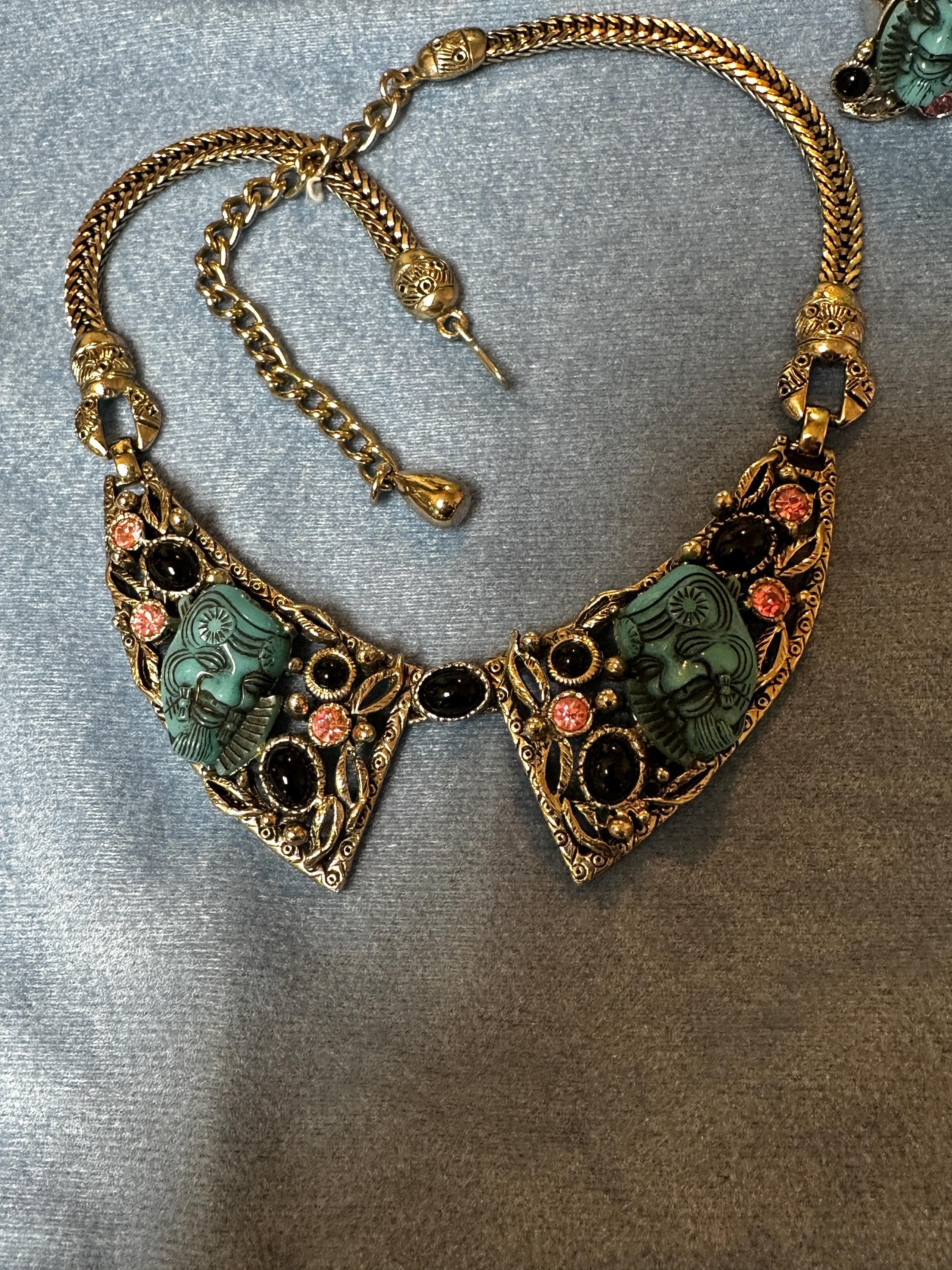 Asian Man Figural Jewelry Set - Selro Corp Necklace, Bracelet, Ring