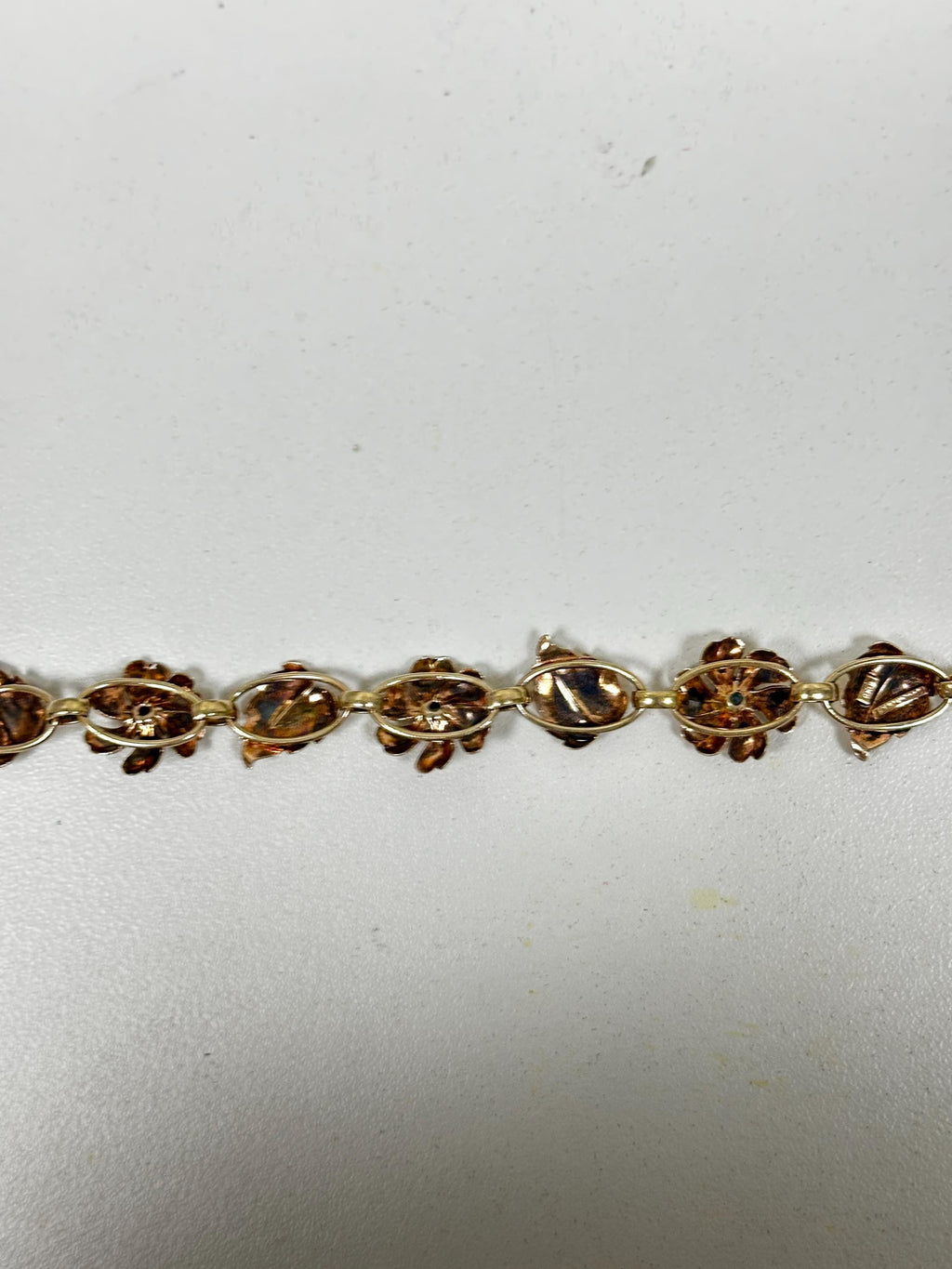 Nature Inspired Gold Filled Bracelet with Blue Glass Flower Detail