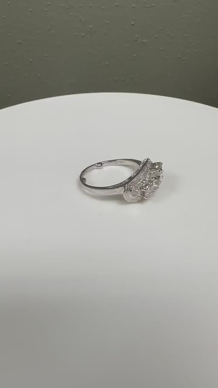 Ladies 14 Karat White Gold Diamond Cocktail Ring with Arthritic "Balls" in Shank
