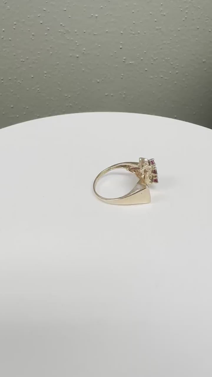 Retro 14k Rose Gold Ruby Ring - July Birthstone