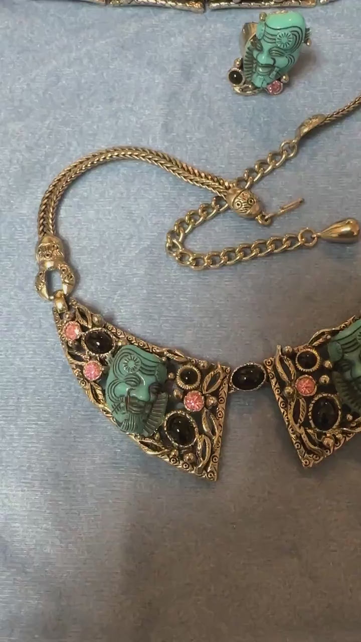 Asian Man Figural Jewelry Set - Selro Corp Necklace, Bracelet, Ring