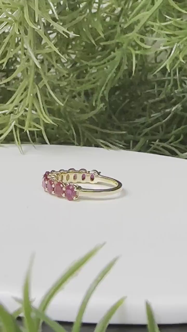 Red and Gold Magic: Vintage 14k Yellow Gold Ruby Band Ring - A Symbol of Love